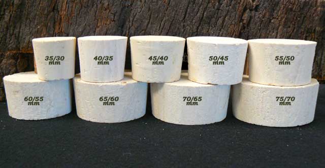 Bouchons de liège coniques BONDES – Liège Sanpor®- Hauteur 33 mm (Col Ø 31  à 73 mm)