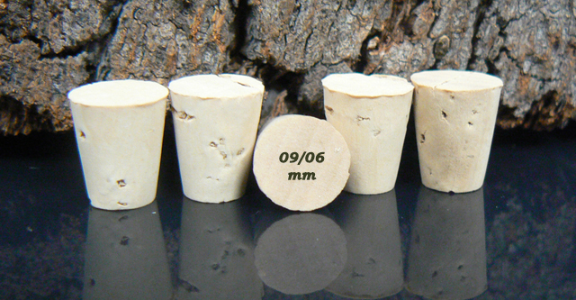 Bouchons liège naturels coniques 11 x 09/06 mm pour tubes en vente
